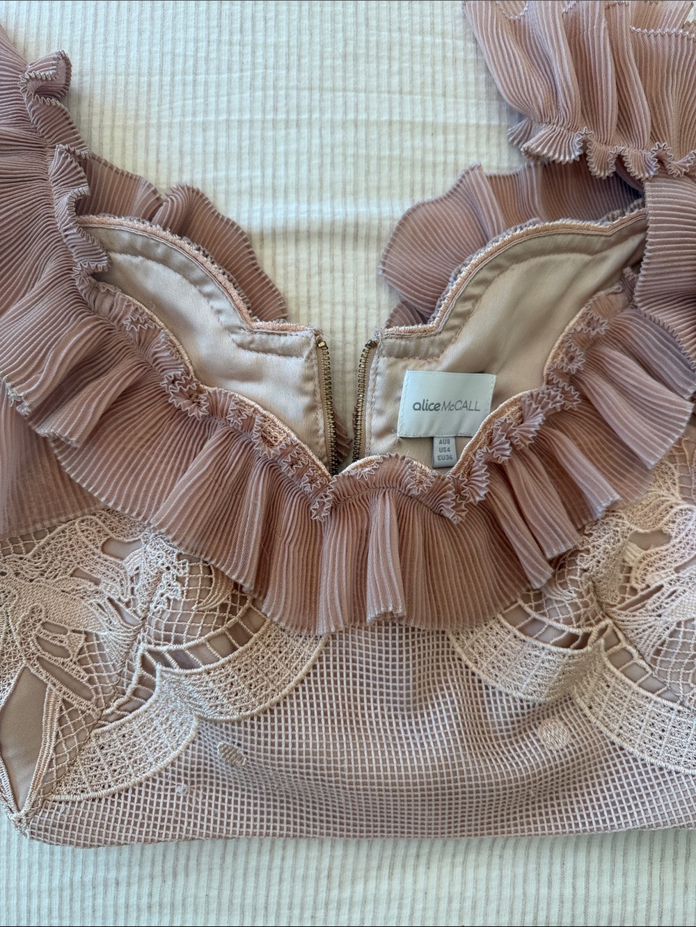 Alice McCall ‘Signed Sealed’ Ruffle Lace Top in Blush - Picture 9 of 11